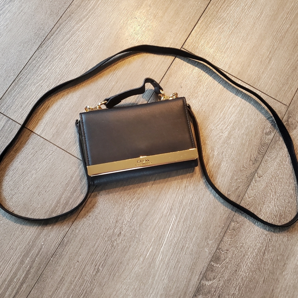 Guess Black and White Crossbody/Clutch Bag with detachable strap.